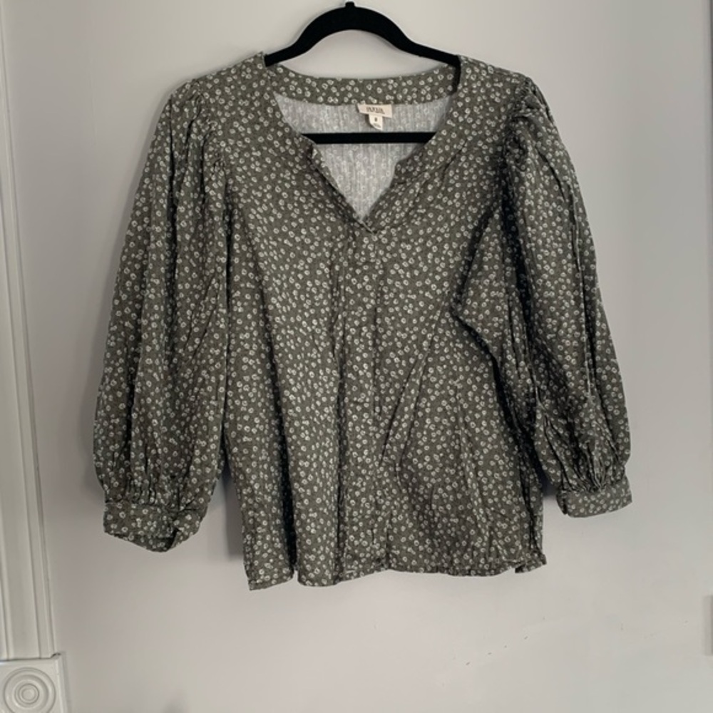 a.n.a Green Floral Women's Top